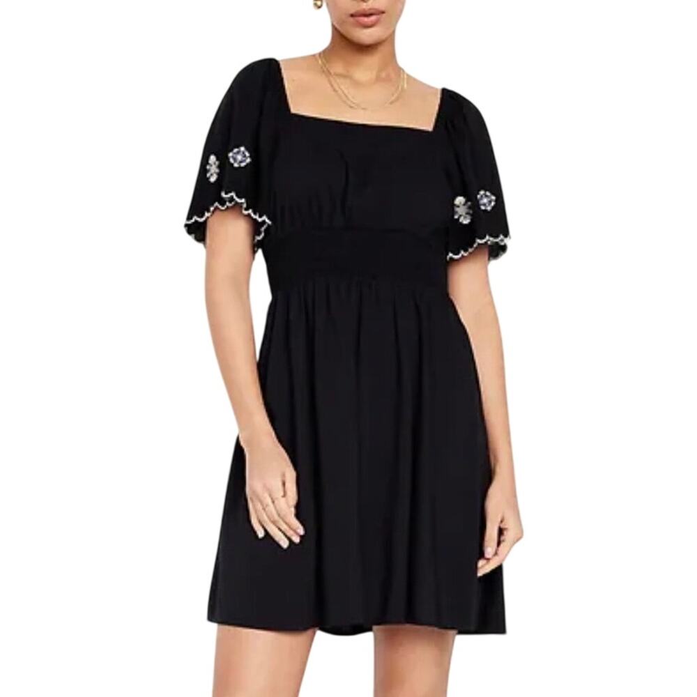 Old Navy Boho Embroidered Flutter Sleeve Mini Dress XL Petite